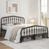 Yaheetech Queen Bed Frames Metal Platform Bed with Victorian Style Wrought Iron Headboard and Footboard/Easy Assembly/No Box Spring Needed/Black Queen Bed
