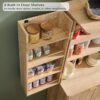 T4TREAM 72" Tall Fluted Pantry Storage Cabinet with Adjustable Shelves & Door Racks, Curved Profile Design, Spacious Dual-Zone Wood Organizer for Kitchen, Living Room, Natural Oak