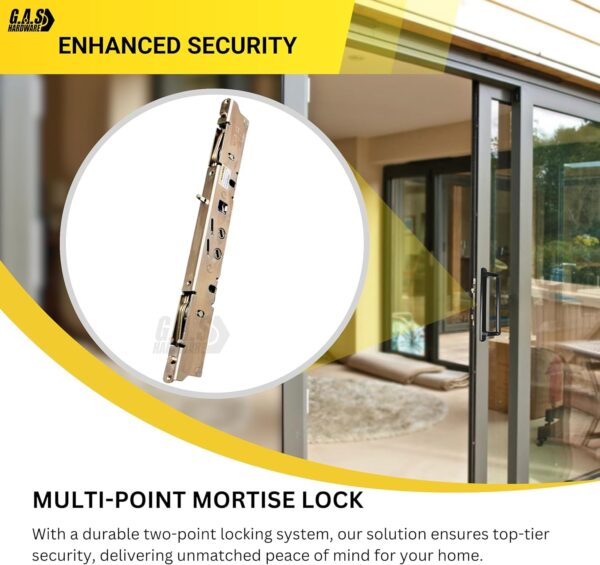 Alloy Steel Dual Point 9-15/16" Mortise Lock with 10-1/8" Faceplate for Sliding Patio Glass Door | Multi Point Locking Mechanism Replacement - Fix and Repair Door Hardware Security