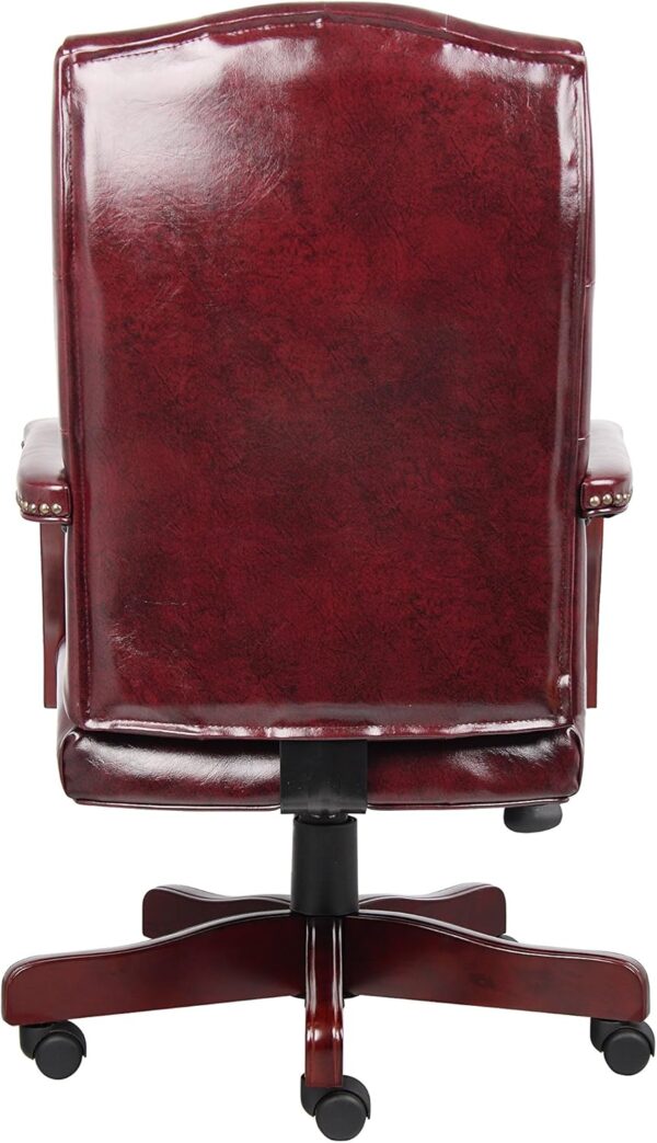 Boss Classic Executive Oxblood Vinyl Chair with Mahogany Finish Frame