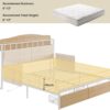 LIKIMIO Queen Bed Frame with Guardrail & Bedside Caddy, Multifunctional Headboard with Charging Station, Durable Metal Platform Bed, Noise-Free, No Box Spring Needed, White