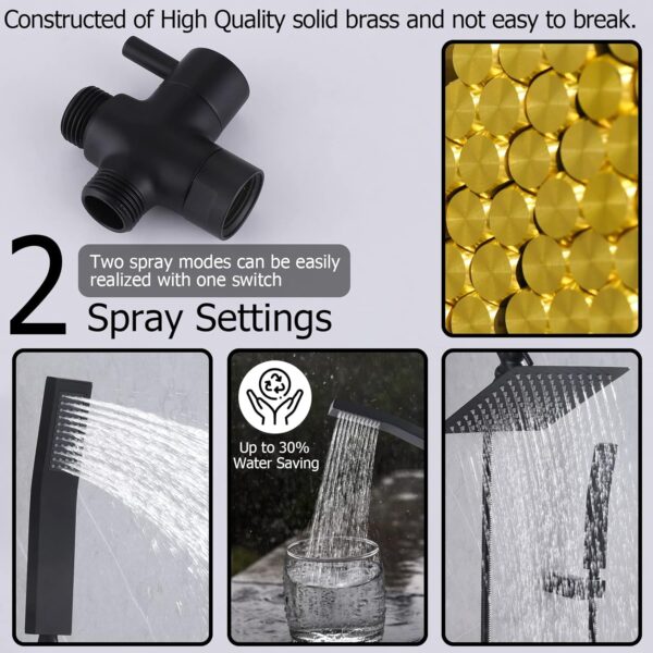 2 Handles Shower Faucet Set with Tub Spout Bathtub Shower Faucet Combo Set Shower System Complete Tub and Shower Trim Kit Matte Black