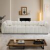 110.2'' Modern Sectional Modular Oversized Sofa Comfortably Tufted Upholstered Deep Seat Sherpa Sofa Boucle Velvet Fabric 4-Seater Sectional Sofas For Living Room Office Apartment (Boucle + Beige)
