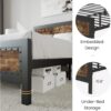 SHA CERLIN Grey Metal Bed Frame Queen, Industrial Wooden Platform Base with Rivet Headboard and Footboard, No Box Spring Needed