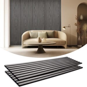 2 Pieces Wood Slat Wall Panel, 47.2"×23.6" Sound Absorbing Panel, 3D/Fluted Stylish Wood Slat Acoustic Panels for Wall and Ceiling Decor - Grey Oak