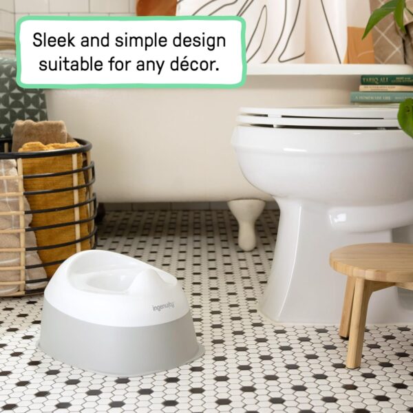 Ingenuity Ready Set Go Potty, Removable Bowl, Non-Skid Bottom, Wide Stable Base, Age 18 Months & Up, White & Grey