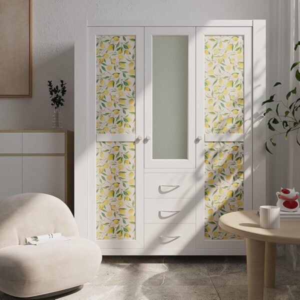 VEELIKE Lemon Peel and Stick Wallpaper Floral 17.7''x118'' Removable Self Adhesive Decorative Fresh Citrus Leaf Prints Floral Wallpaper Vinyl for Nursery Bedroom Kitchen Walls Cabinets Shelf Liners