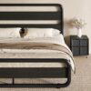 SHA CERLIN Queen Size Metal Bed Frame with Wooden Headboard and Footboard, Heavy Duty Oval-Shaped Platform Bed with Under-Bed Storage, Noise Free, No Box Spring Needed, Black