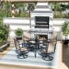 Pamapic 5-Piece Patio Dining Set, Outdoor Furniture with 4 Textilene Swivel Chairs, Outdoor Table and Chair Set for Garden, Backyard, Poolside, Deck, Beige