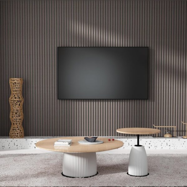 Acoustic Wood Wall Panels, 94.49” x 12.6” Soundproof Wall Panels, Wood Slat Wall Panels for Wall Decor (Smoking Walnut)