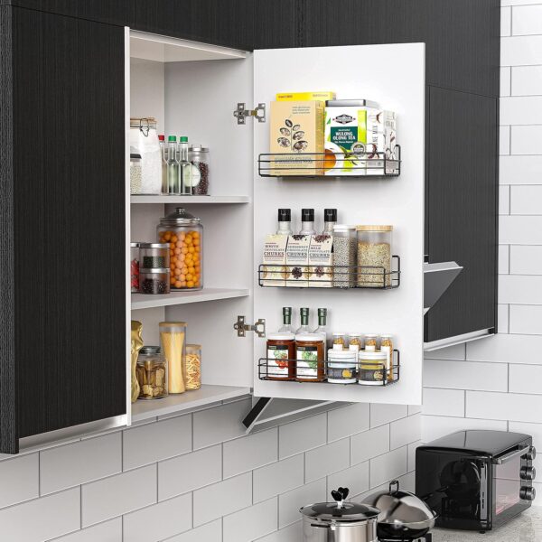 Moforoco Spice Rack Organizer Wall Mount (6Pack), Hanging Black Spice Pantry Organization Storage Shelf, Farmhouse Seasoning Organizer, Flexible Wall Shelves, Kitchen Essentials Home Decor