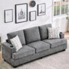 89-Inch Comfy Couches with Deep Seat, Modern 3-Seater Sofa with Cup Holders and Side Storage Pockets for Living Room Apartment Lounge, Grey