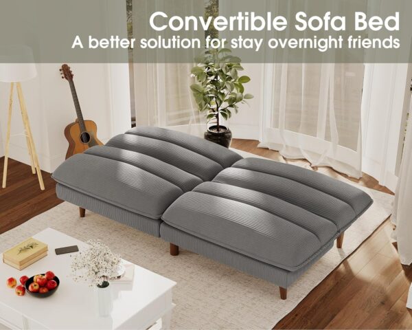 Homall Futon Couch, Modern Futon Sofa Bed with Adjustable Backrest, Convertible Sleeper Sofa Bed for Small Apartments, Loveseat, Office (Corduroy, Grey)