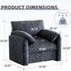 Chenille Oversized Armchair, 38.6" Wide Accent Chairs for Living Room & Bedroom Modern Lounge Chair, Upholstered Mid-Century Reading Chair, Comfy Living Room Chair, Single Sofa Chair, Blue
