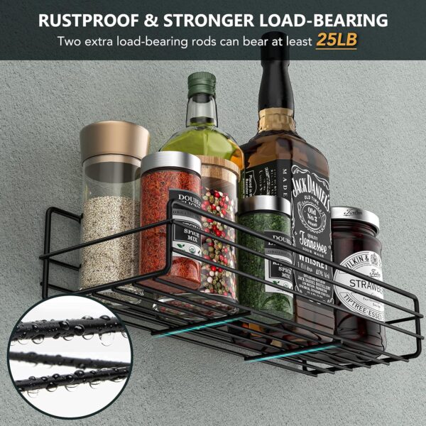 Moforoco Spice Rack Organizer Wall Mount (6Pack), Hanging Black Spice Pantry Organization Storage Shelf, Farmhouse Seasoning Organizer, Flexible Wall Shelves, Kitchen Essentials Home Decor