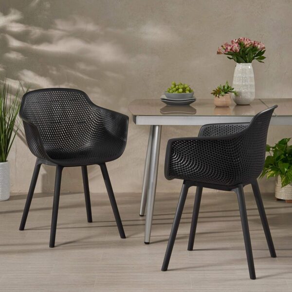 Christopher Knight Home Davina Outdoor Dining Chair (Set of 2), Polypropylene, Black