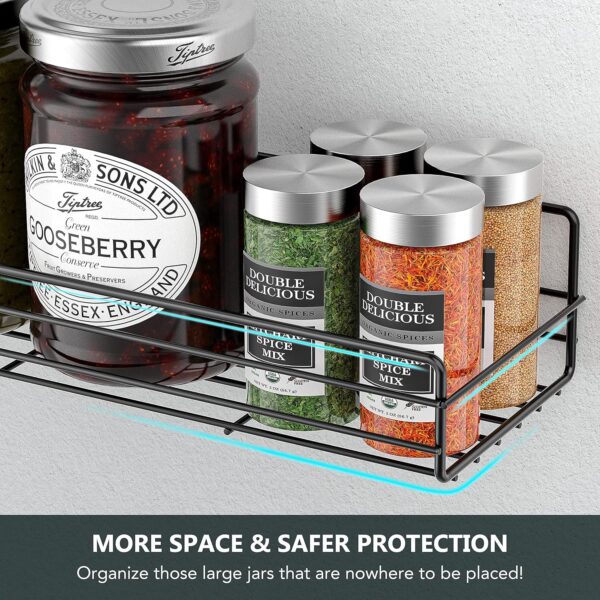 Moforoco Spice Rack Organizer Wall Mount (6Pack), Hanging Black Spice Pantry Organization Storage Shelf, Farmhouse Seasoning Organizer, Flexible Wall Shelves, Kitchen Essentials Home Decor