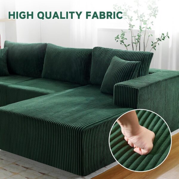 HUATEAN 108” Modular Sectional Sofa, Cloud Sectional Couch with Deep Seat, Modern Modular L-Shape Sofa Couch with Chaise,Upholstered Couches for Living Room Bedroom (Corduroy, Green)