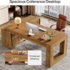 Tribesigns L Shaped Executive Desk with Storage Cabinets and 2-Tier Shelf, 63-Inch Simple Modern Business Furniture Large Computer Writing Table Workstation for Home Office, Brown