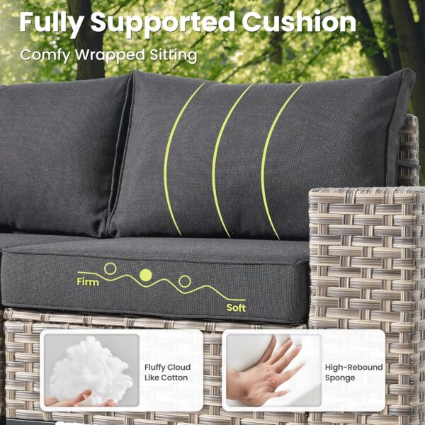 ovios 5 Pieces Patio Furniture Set Outdoor Sectional Sofa Couch with Comfy Cushions Deep Seat, Modern Modular Wicker Rattan Conversation Set for Porch Deck Garden, Black