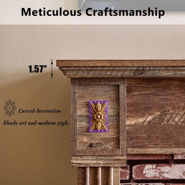 43" Electric Fireplace with Mantel, Electric Fireplace Heater, TV Stand w/Freestanding Electric Fireplaces, Stacked Stone Surround, Remote Control, Adjustable Flame Level for Living Room (Light Brown)