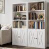 IRONCK Industrial Bookshelves and Bookcases with Doors 11.8 in Depth Set of 2 Floor Standing 5 Shelf Display Storage Shelves Bookcase Home Decor Furniture for Home, Office, Living Room, Bedroom