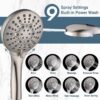 91EXOyt2rOL._AC_SL1500_.jpg BRIGHT SHOWERS High Pressure Shower Head with Handheld, 9 Spray Settings Showerhead Built in Power Wash to Clean Tub and Pets, Extra Long 69" Hose, Adjustable Bracket, Brushed Nickel