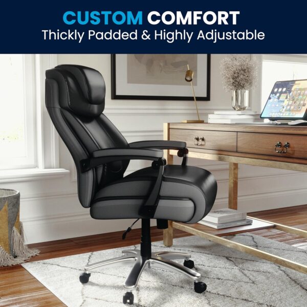 Flash Furniture Hercules Series High-Back Swivel LeatherSoft Office Chair, Ergonomic Executive Chair with Headrest and Adjustable Height, Black