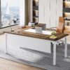 Tribesigns Office Desk with Cabient,63 inches L Shaped Computer Desk with Drawers and Mobile File Cabinet, Executive Desk for Home Office Furniture Sets