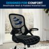 Flash Furniture Porter High Back Black Mesh Ergonomic Swivel Office Chair with Black Frame and Flip-up Arms