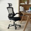 Flash Furniture Kelista High-Back Swivel Office Chair with Adjustable Lumbar Support and Seat Height, Ergonomic Mesh Desk Chair, Black