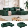 HUATEAN 108” Modular Sectional Sofa, Cloud Sectional Couch with Deep Seat, Modern Modular L-Shape Sofa Couch with Chaise,Upholstered Couches for Living Room Bedroom (Corduroy, Green)