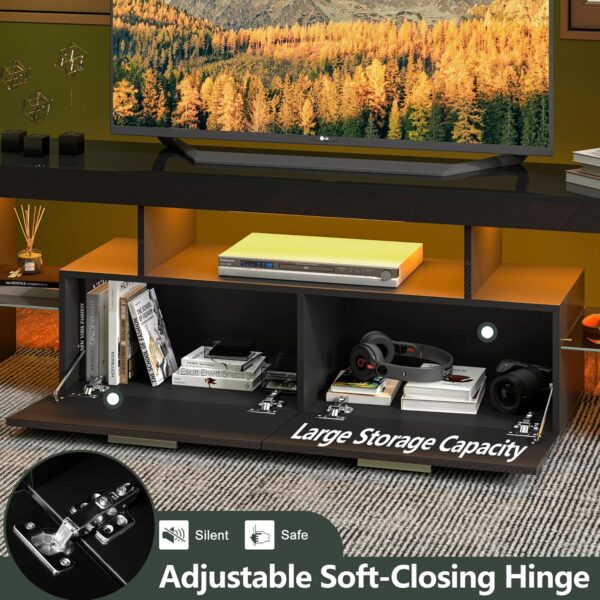 91JcJrymC4L._AC_SL1500_.jpg Clikuutory Modern LED 63 inch Long TV Stand with Large Storage Drawer for 50 55 60 65 70 75 Inch TVs, Black Wood TV Console with High Glossy Entertainment Center for Living Room, Bedroom, Black