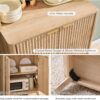 T4TREAM 72" Tall Fluted Pantry Storage Cabinet with Adjustable Shelves & Door Racks, Curved Profile Design, Spacious Dual-Zone Wood Organizer for Kitchen, Living Room, Natural Oak