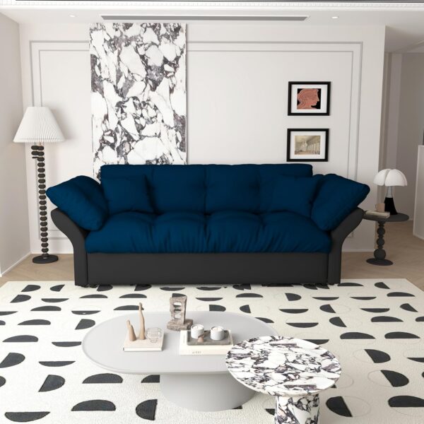 3 in 1 Convertible Sleeper Sofa Bed Queen Size - Modern Cloud Futon Loveseat Couch Pull Out Sofabed Lounge Chaise w/Thicked Cushions and 2 Throw Pillows for Living Room Office RV Small Places