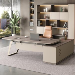 79-Inch Modern Executive L-Shaped Office Desk with 71” Lateral File Cabinet – Spacious Fir Wood Large Executive Desk with Locking Drawer,Ideal for Home Office Furniture and Small Spaces