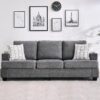 89-Inch Comfy Couches with Deep Seat, Modern 3-Seater Sofa with Cup Holders and Side Storage Pockets for Living Room Apartment Lounge, Grey
