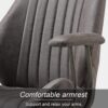 ovios Mid-Century Modern Home Office Chair, Suede Faux Leather Swivel Rolling Task Chairs with Padded Armrests, Comfy Mid-Back Computer Ergonomic Executive Armchair, Dark Grey