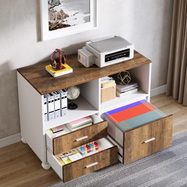 Tribesigns Office Desk with Cabient,63 inches L Shaped Computer Desk with Drawers and Mobile File Cabinet, Executive Desk for Home Office Furniture Sets