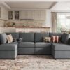 LINSY HOME Modular Sofa, Sectional Couch U Shaped Sofa with Storage, Memory Foam, 6 Seat Sectionals Chaise for Living Room, Dark Grey
