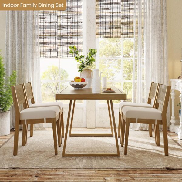 Outdoor Table and Chairs 5 Piece, Patio Dining Set for 4,Outside Wood Patio Furniture Sets for Backyard, Balcony, Garden, Porch, Deck, Lawn, Poolside, Farmhouse, Indoor, Beige