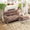 Hanherry 85" Sectional Sofa for Living Room, L Shape Couch Convertible 3 Seater Comfy Cpuch, Modern Chenille Fabric Couch with Reversible Chaise & Fluffy Armrests for Apartment, Small Space