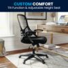 Flash Furniture Porter High Back Black Mesh Ergonomic Swivel Office Chair with Black Frame and Flip-up Arms