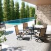 Pamapic 5-Piece Patio Dining Set, Outdoor Furniture with 4 Textilene Swivel Chairs, Outdoor Table and Chair Set for Garden, Backyard, Poolside, Deck, Beige