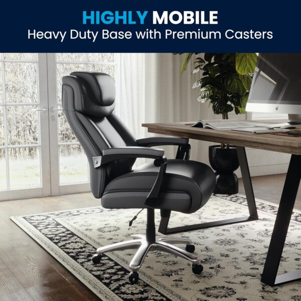 Flash Furniture Hercules Series High-Back Swivel LeatherSoft Office Chair, Ergonomic Executive Chair with Headrest and Adjustable Height, Black