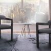 Armen Living Jazmin Fabric Modern Dining Chairs, Charcoal, Set of 2