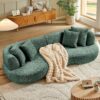 102.3'' Modern Luxury Oversized Curved Combination Sofa Comfortable Fabric Terry Sofas Tight Curved Back Sofa for Living Room Bedroom Office Apartment (Green, 102.3'')