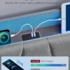 VASAGLE Queen Size Floating Bed Frame with LED Lights, Queen Bed Frame with Charging Station, Tufted Storage Headboard, Upholstered Platform Bed Frame, No Box Spring Needed, Light Gray URMB851G01
