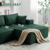 HUATEAN 108” Modular Sectional Sofa, Cloud Sectional Couch with Deep Seat, Modern Modular L-Shape Sofa Couch with Chaise,Upholstered Couches for Living Room Bedroom (Corduroy, Green)