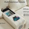 WEUP 115” Modern Cloud Couch Sectional Sofa with Bluetooth Speaker & USB Charger, LED Light, Storage Ottomans, Comfy Boucle U-Shaped Sectional Couches for Living Room, Apartment, White